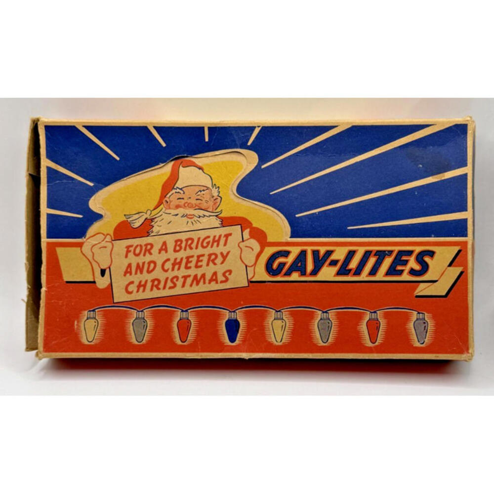 Vintage Gay-Lites Christmas Lights, Mid Century Modern, 40's-50's, Original Box
